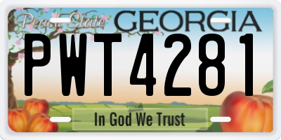 GA license plate PWT4281