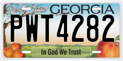 GA license plate PWT4282