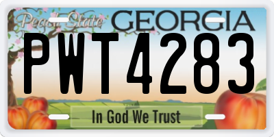 GA license plate PWT4283