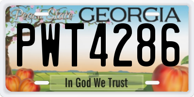 GA license plate PWT4286