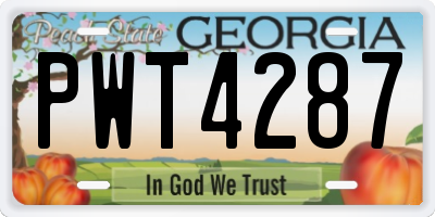 GA license plate PWT4287