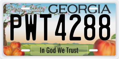 GA license plate PWT4288