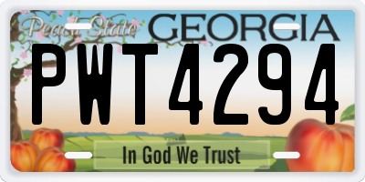 GA license plate PWT4294