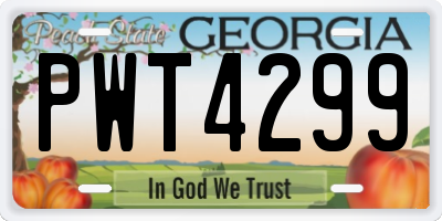 GA license plate PWT4299