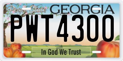 GA license plate PWT4300