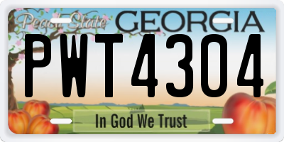GA license plate PWT4304