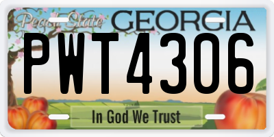 GA license plate PWT4306