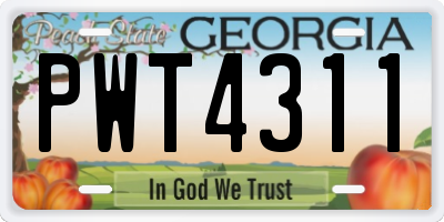 GA license plate PWT4311