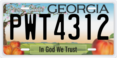 GA license plate PWT4312