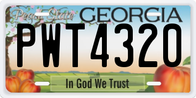 GA license plate PWT4320