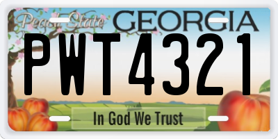 GA license plate PWT4321