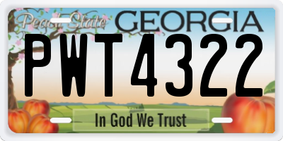 GA license plate PWT4322
