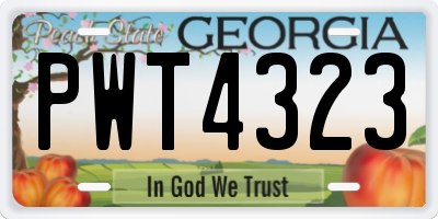 GA license plate PWT4323