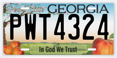 GA license plate PWT4324