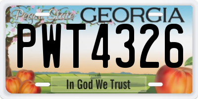 GA license plate PWT4326