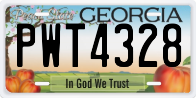 GA license plate PWT4328