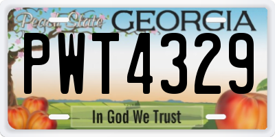 GA license plate PWT4329