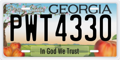 GA license plate PWT4330