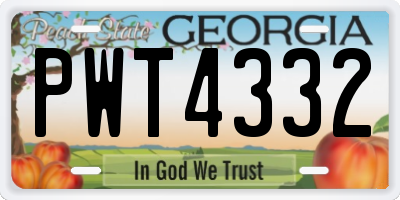 GA license plate PWT4332