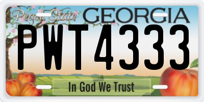 GA license plate PWT4333