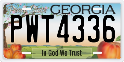 GA license plate PWT4336