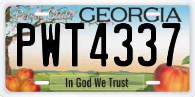 GA license plate PWT4337