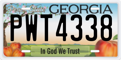 GA license plate PWT4338
