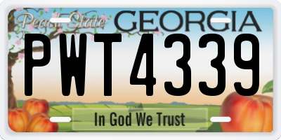 GA license plate PWT4339