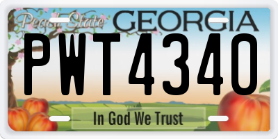 GA license plate PWT4340