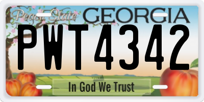 GA license plate PWT4342