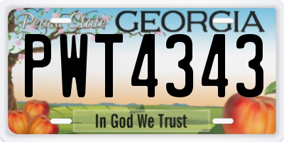 GA license plate PWT4343