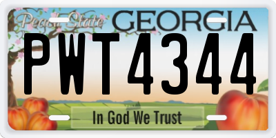 GA license plate PWT4344