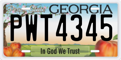 GA license plate PWT4345