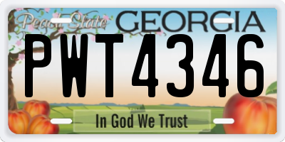 GA license plate PWT4346
