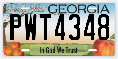 GA license plate PWT4348