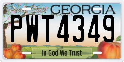GA license plate PWT4349