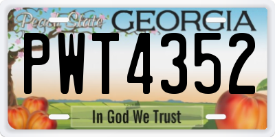 GA license plate PWT4352