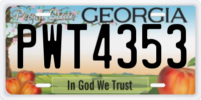 GA license plate PWT4353