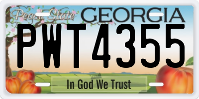 GA license plate PWT4355