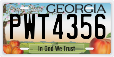 GA license plate PWT4356