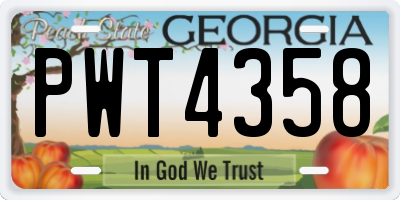 GA license plate PWT4358