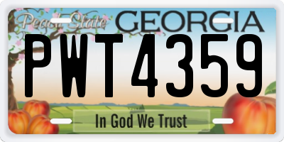 GA license plate PWT4359