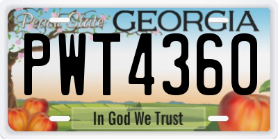 GA license plate PWT4360