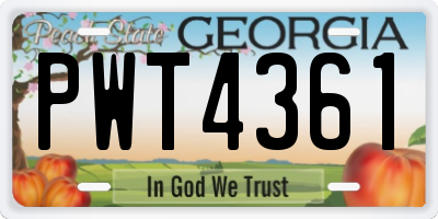 GA license plate PWT4361