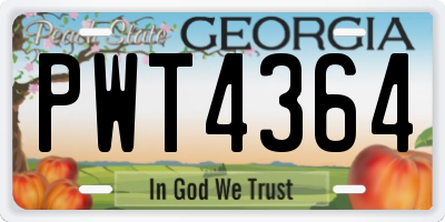 GA license plate PWT4364