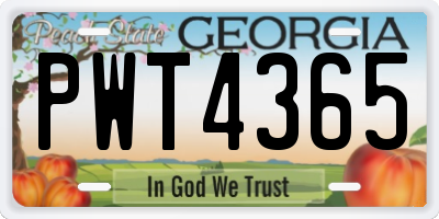 GA license plate PWT4365