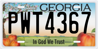 GA license plate PWT4367