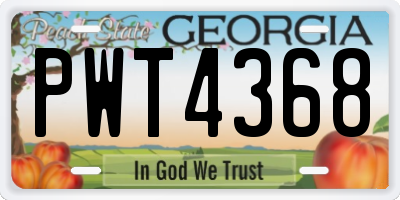 GA license plate PWT4368