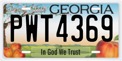 GA license plate PWT4369
