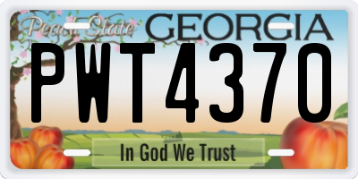 GA license plate PWT4370